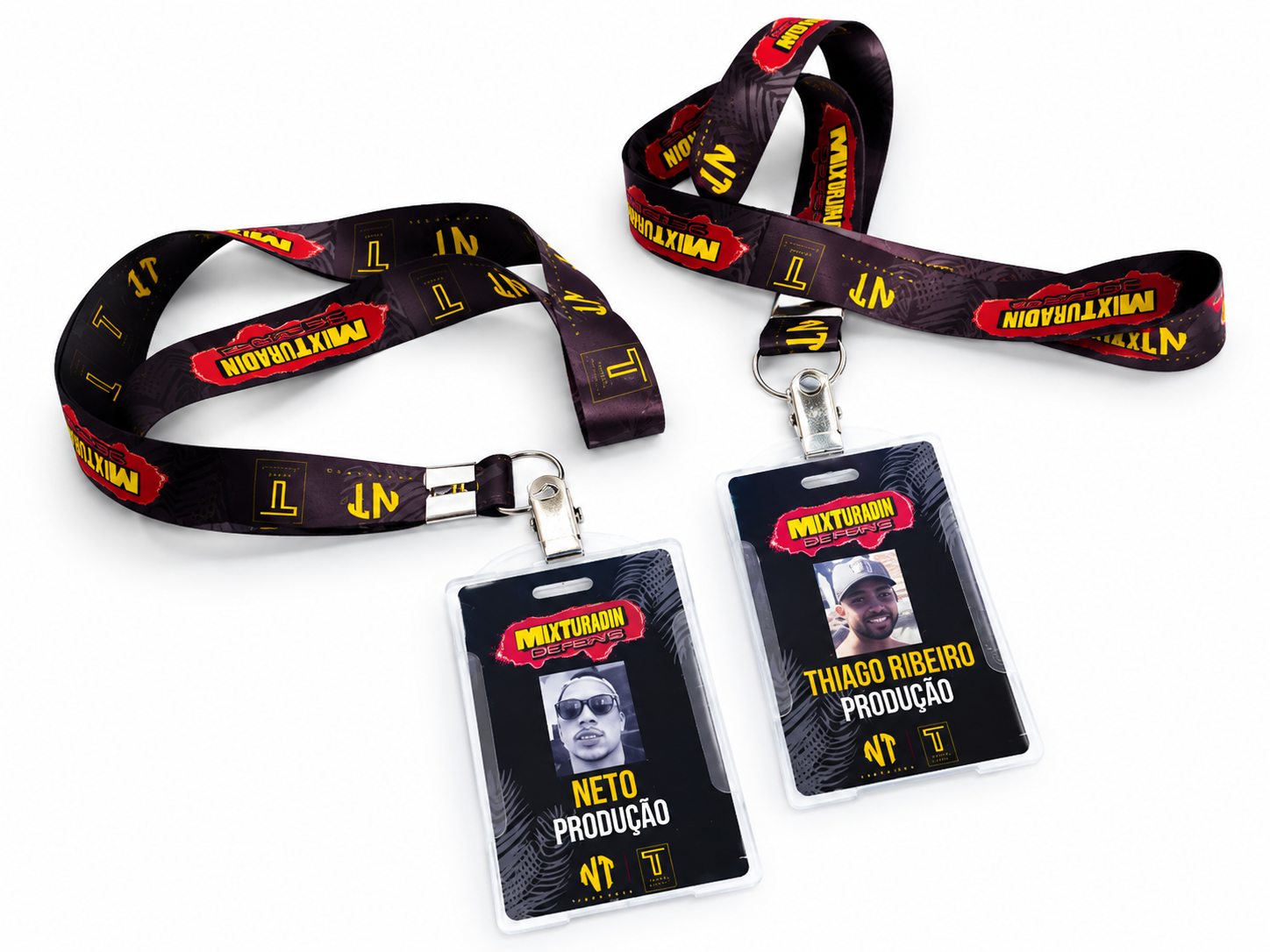 Credenciais de produção para eventos com cordões personalizados