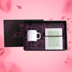 Kit Caneca Em Cerâmica Branca E Porta-Retrato Em Alumínio - 2 Pçs