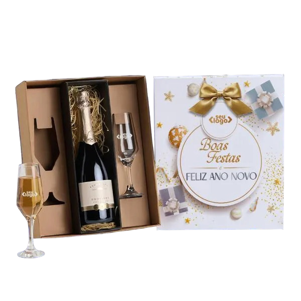 Jogo com duas taças de vidro para Champagne com espaço para a garrafa grande (NÃO ACOMPANHA GARRAFA). Capacidade: 186ml.