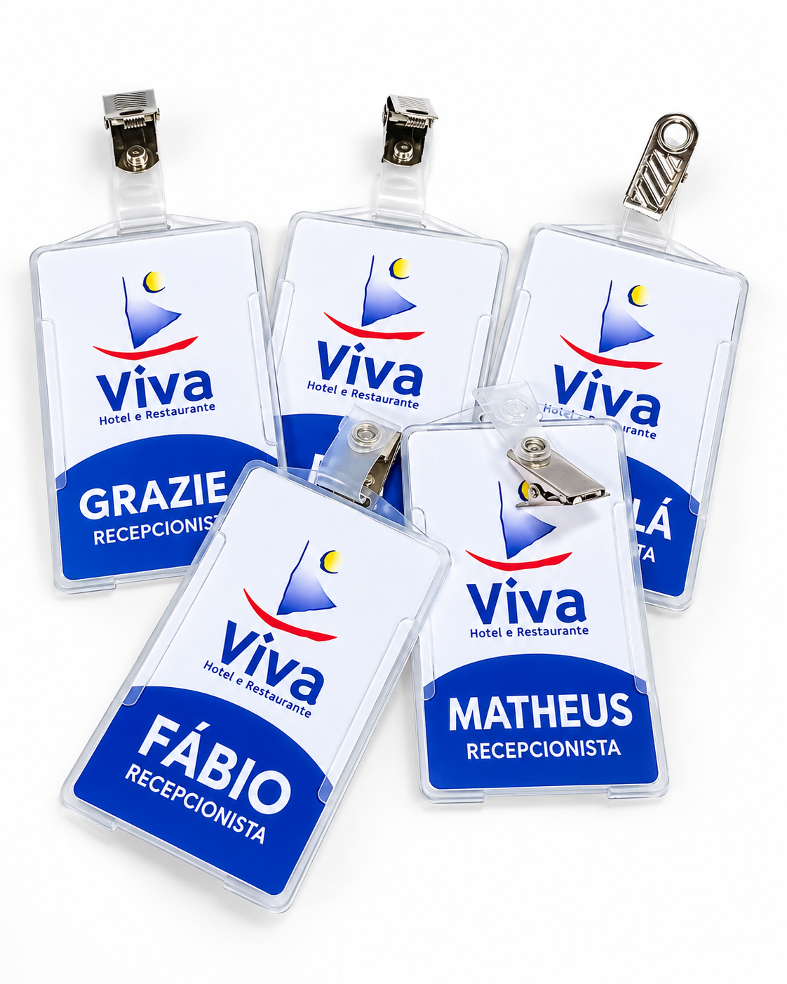 Crachás personalizados em PVC para Viva Hotel e Restaurante