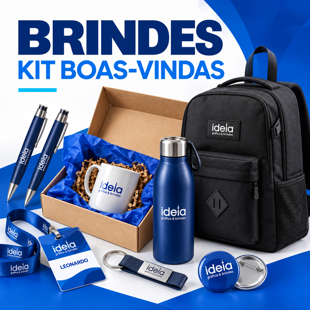 Kit boas-vindas personalizado para empresas com brindes corporativos